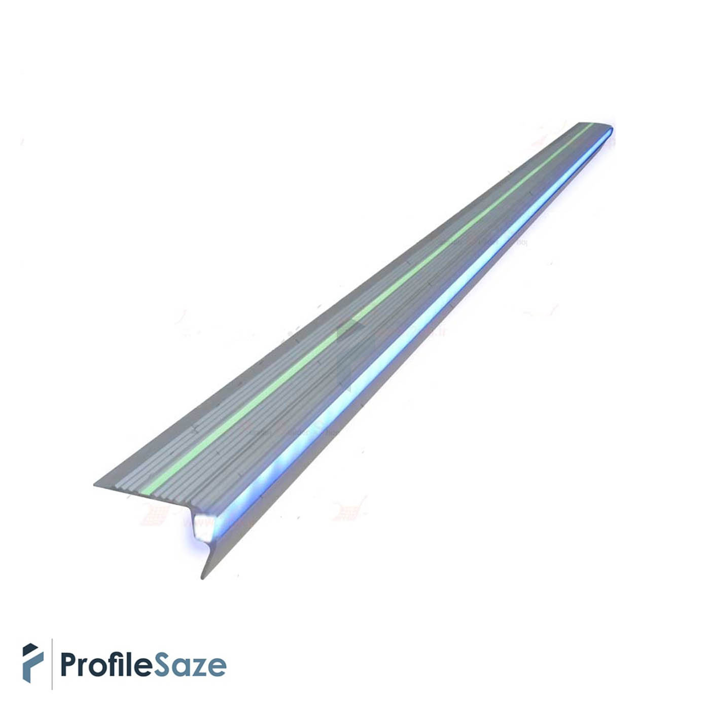 ترمز پله آلومینیومی تک با شیار LED کد T5 نقره ای (شاخه 6 متری)