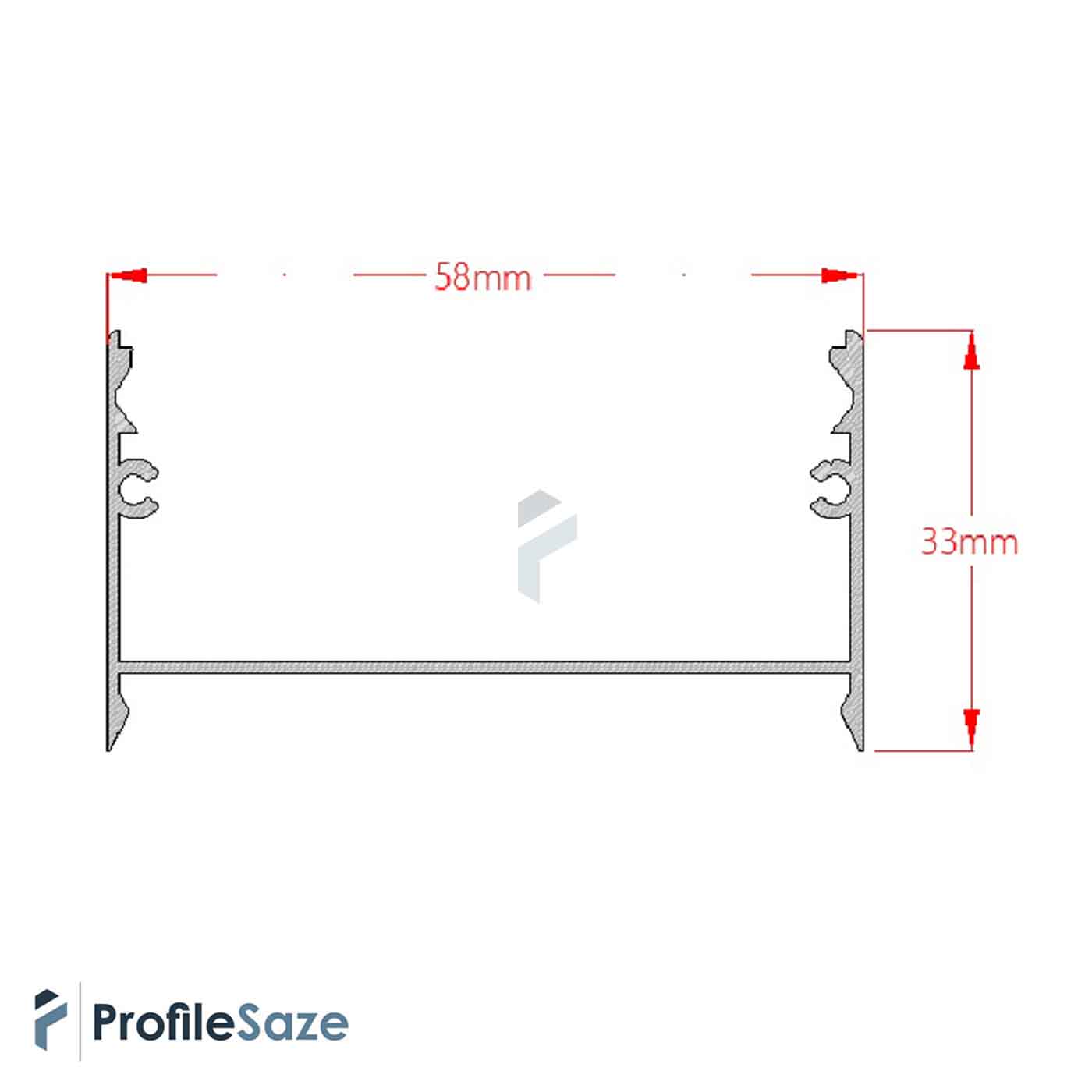 پروفیل نور خطی آلومینیومی 6 سانتی روکار بدون لبه کد 118 (شاخه 3 متری)