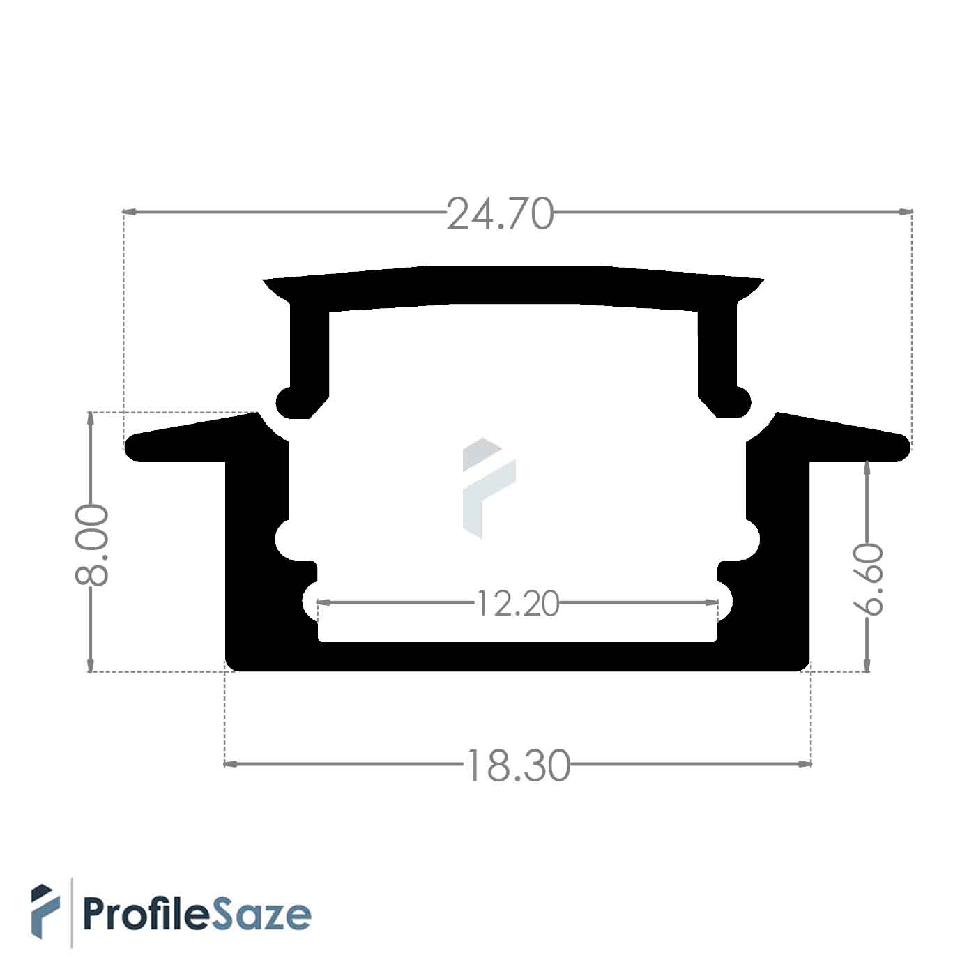 پروفیل نور خطی آلومینیومی 2 سانتی توکار کد L20W سفید (شاخه 3 متری) + دیفیوزر رایگان