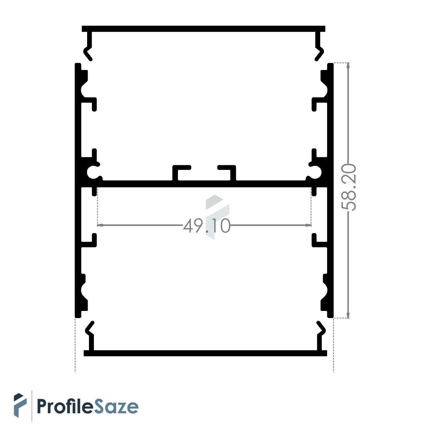 پروفیل نور خطی آلومینیومی دو طرفه 58 میل کد L58B مشکی (شاخه 3 متری) + دیفیوزر رایگان