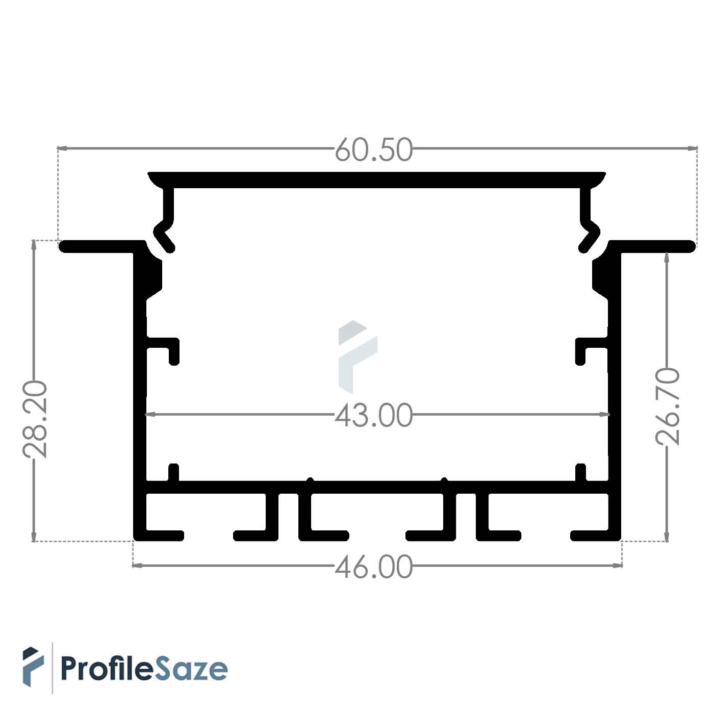 پروفیل نور خطی آلومینیومی 4/5 سانتی فنرخور کد L45B مشکی (شاخه 3 متری) + دیفیوزر رایگان