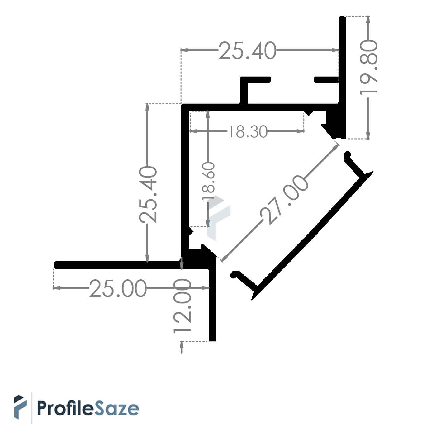 پروفیل نور خطی آلومینیومی مخفی کنافی کد LK6B مشکی (شاخه 3 متری)