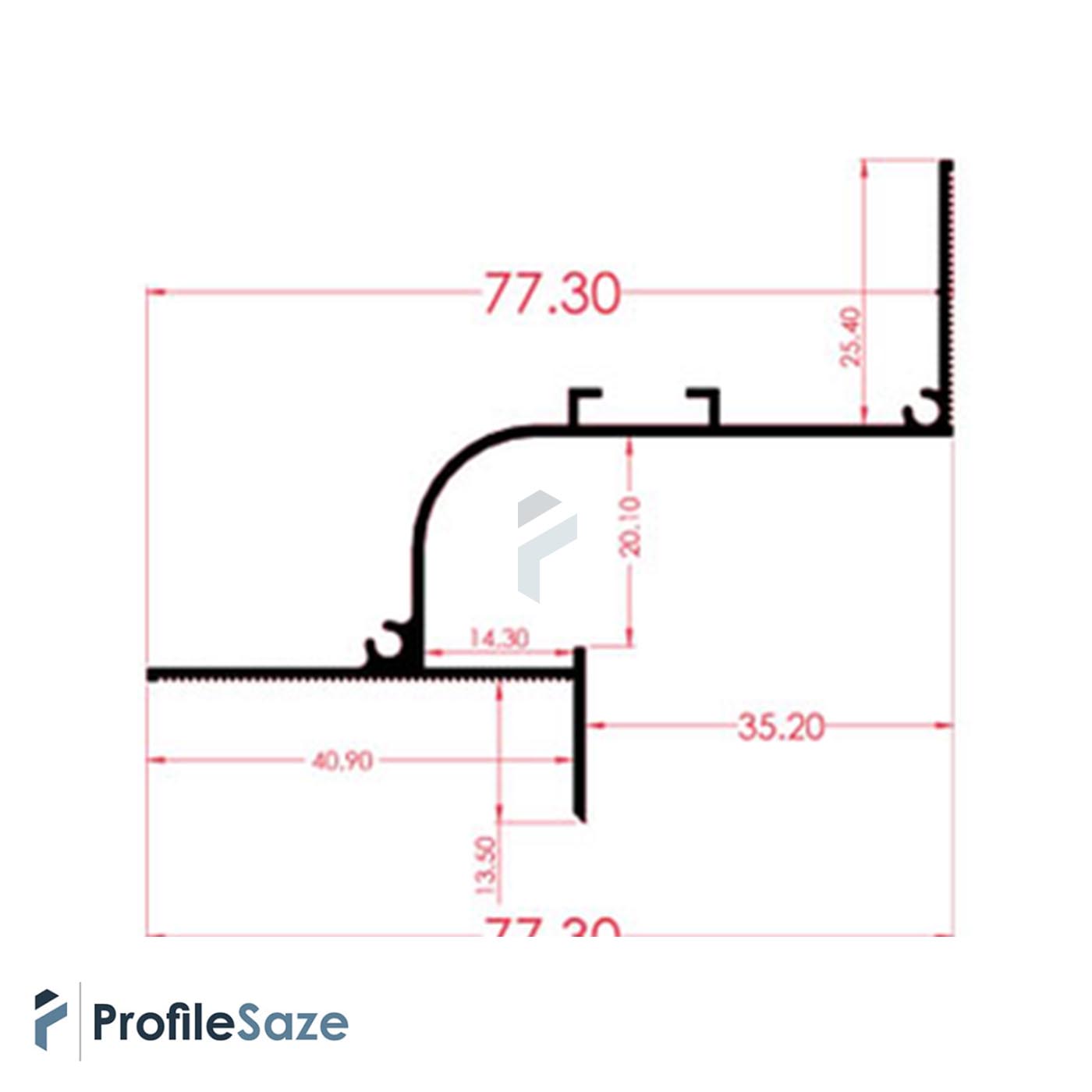 پروفیل نور خطی آلومینیومی مخفی کنج کناف قوس دار کد LK7W سفید (شاخه 3 متری)