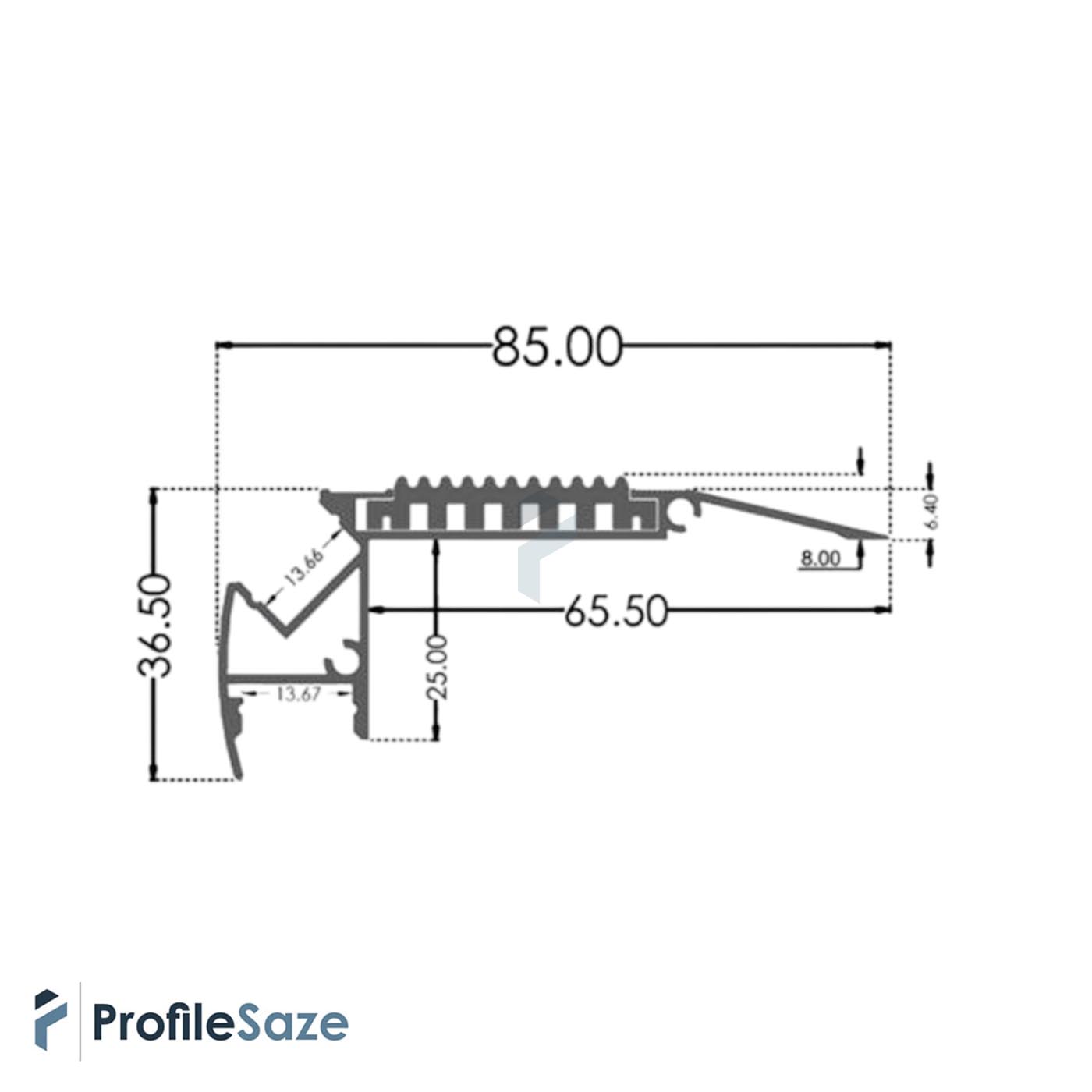 ترمز پله آلومینیومی دوبل با شیار LED کد T6B مشکی (شاخه 6 متری)